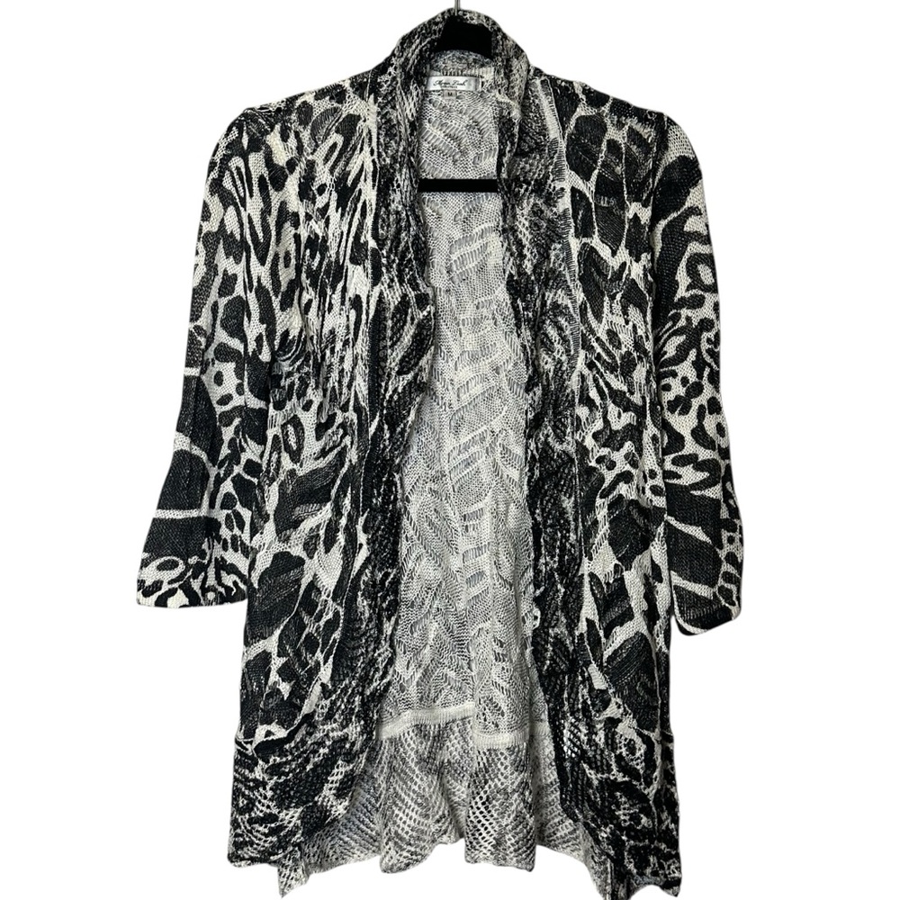 Mona Leah Couture Boho Abstract Animal Print Cardigan Duster Artsy Layered M